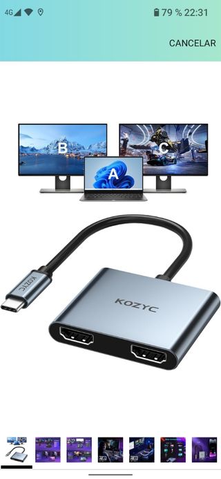 Hub USB-C KOZYC - 2 puertos HDMI 4K
