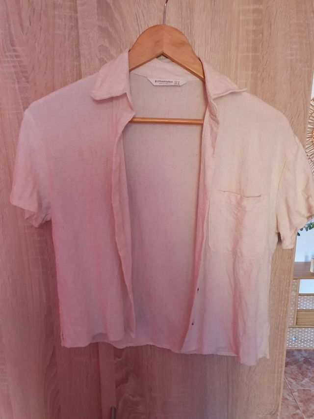 Camisa Stradivarius lino beige - Talla 4