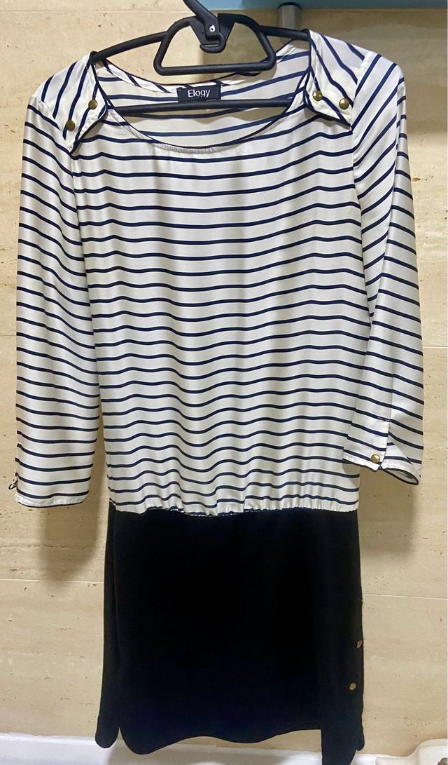 Vestido Elogy rayas marineras blanco-negro