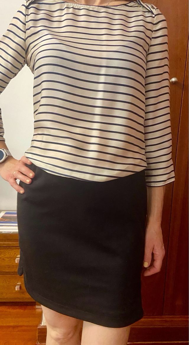 Vestido Elogy rayas marineras blanco-negro