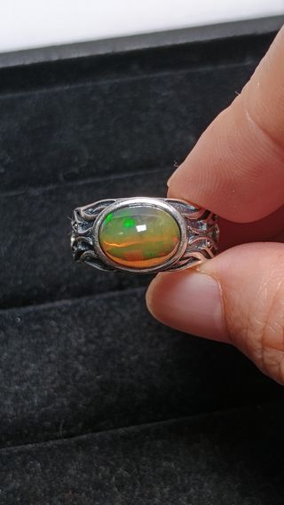 Anillo ópalo plata hombre -502