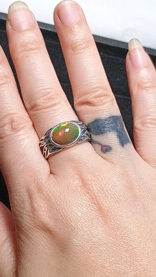 Anillo ópalo plata hombre -502