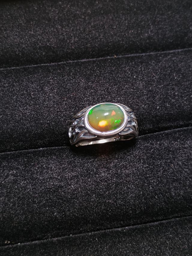 Anillo ópalo plata hombre -502