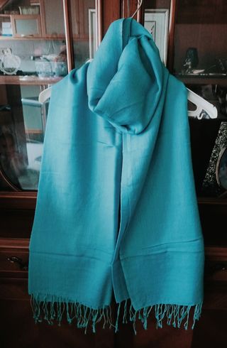 Chal o fular turquesa de algodón