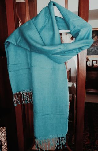 Chal o fular turquesa de algodón