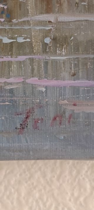 Cuadro óleo barcos antiguo