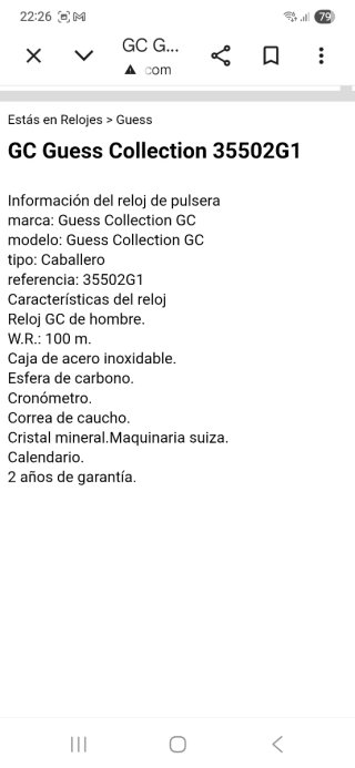 Reloj Guess GC - Negro y Dorado