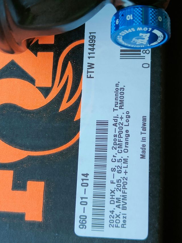 Amortiguador Fox Factory DHX TRUNNION 205x62.5mm