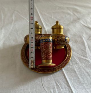 Salero, pimentero,palillero y bandeja mesa vintage