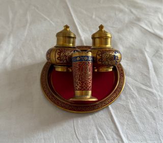 Salero, pimentero,palillero y bandeja mesa vintage