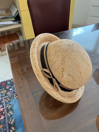 Cappellino paglia beige nero