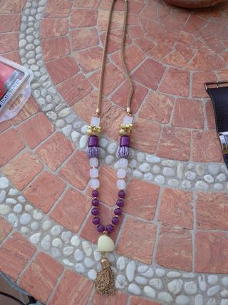 Collar largo turquesa y verde