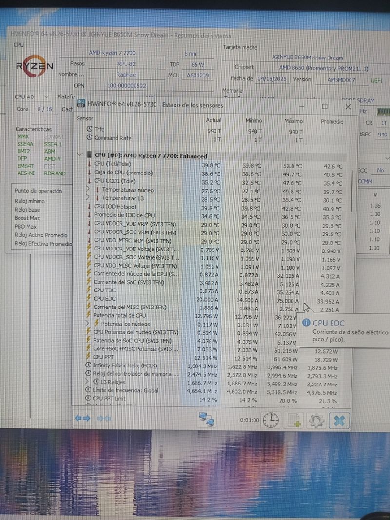 PC Ryzen 7 7700 Placa b650, 32GB RAM 6000 cl36 afbeelding 4
