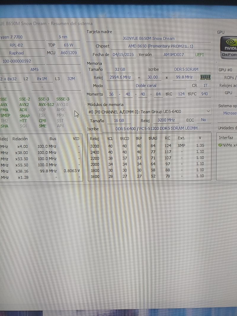 PC Ryzen 7 7700 Placa b650, 32GB RAM 6000 cl36 afbeelding 5