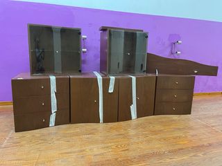 Mueble modular marrón - Vitrina y cajones