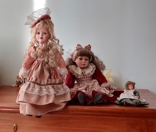3 Bambole Porcellana Vintage