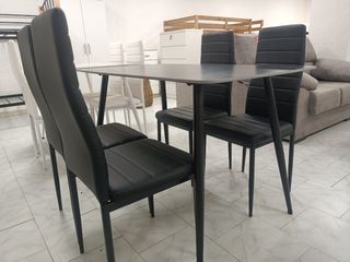 Mesa Comedor 4 Sillas Negra