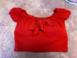 Top rojo crop