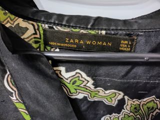 Túnica Zara estampada negra - talla L