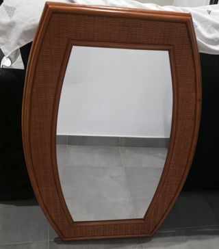 Espejo mimbre marrón