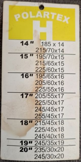 Cadenas textiles nieve Polartex nuevas, cero usos