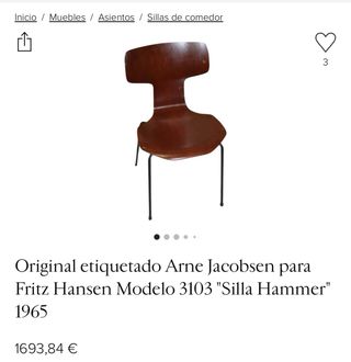 Silla ORIGINAL modelo 3103 teca de Arne Jacobsen