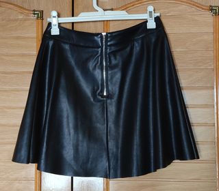 Mini Falda Negra Bershka Polipiel