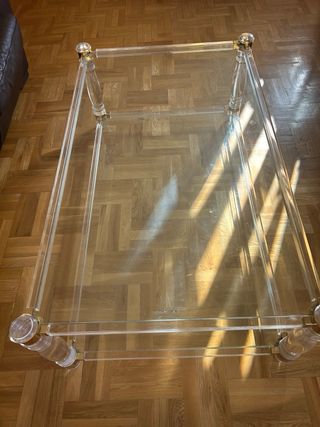 Mesa centro salon de cristal de dos niveles