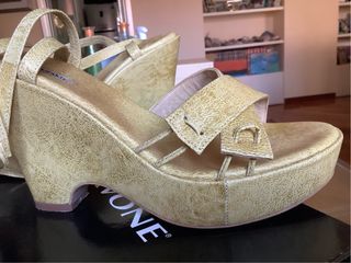 Sandali zeppa Cervone in pelle Made in Italy