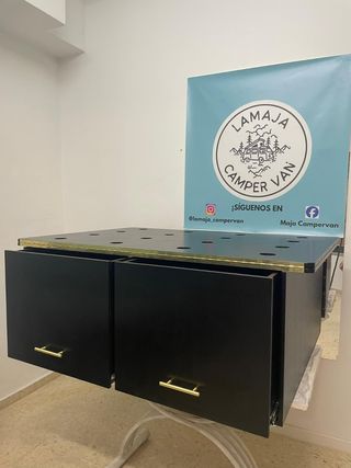 Mueble almacenaje camper negro