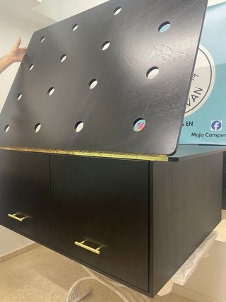 Mueble almacenaje camper negro