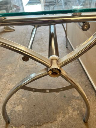 Mesa escritorio cristal, madera, metal 120x73x60cm