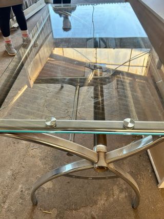 Mesa escritorio cristal, madera, metal 120x73x60cm