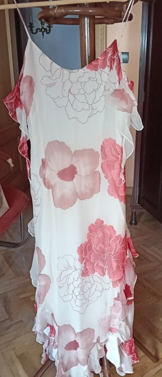 Vestido fiesta rojo y blanco