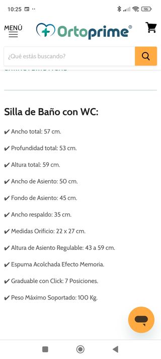 Silla WC Prim plegable azul