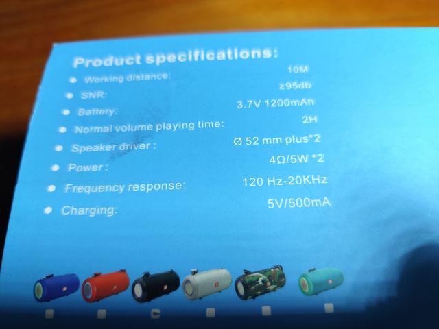 Altavoz Bluetooth T&G Negro