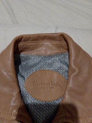 Cazadora cuero Massimo Dutti marrón