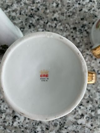 4 Tazas porcelana doradas cerveza