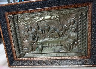2 Cuadros Última Cena - Relieve Metálico dorado