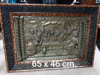 2 Cuadros Última Cena - Relieve Metálico dorado