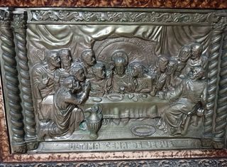 2 Cuadros Última Cena - Relieve Metálico dorado