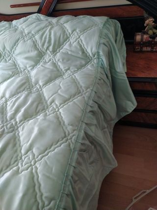 Colcha bouti - Verde agua y blanco