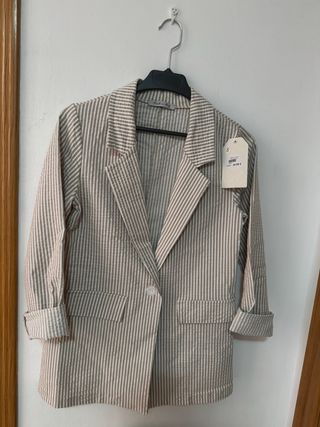 Americana rayada beige - talla S