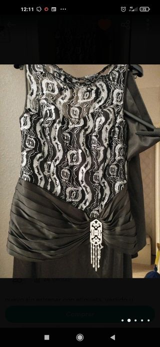 Vestido Fiesta Negro-Plata