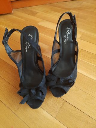 Sandalias negras tacón Fashion By Maripaz