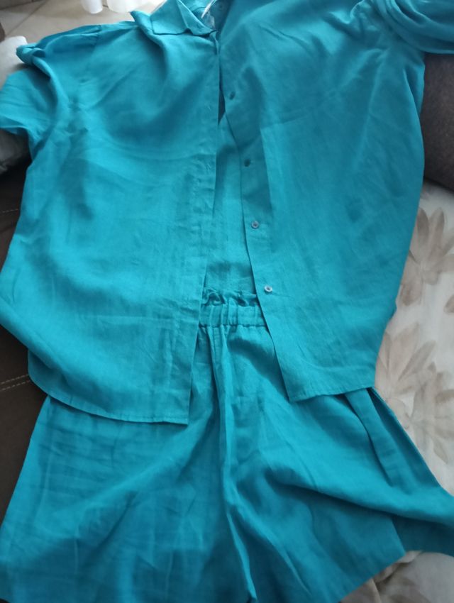 Completo lino turchese tg. unica