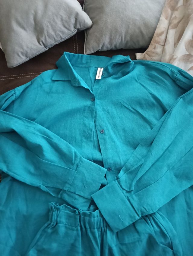Completo lino turchese tg. unica