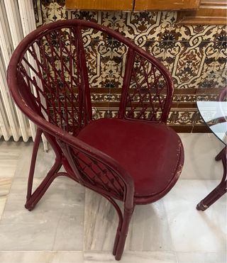 Conjunto mimbre: 2 sillas + mesa