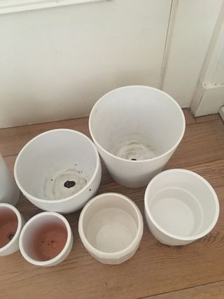 7 macetas blancas cerámica diferentes tamaños