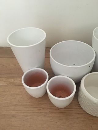 7 macetas blancas cerámica diferentes tamaños